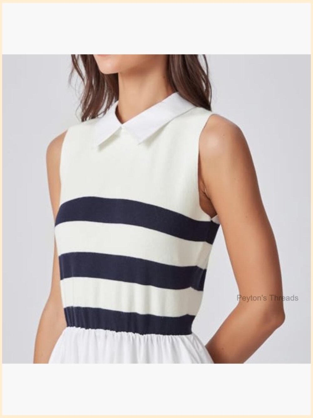 Sleeveless Striped Knit Midi Dress with Keyhole Back - Picture 6 of 7